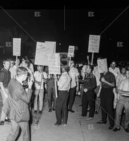 Photograph of protestors outside Roy's Lounge (against civil rights)