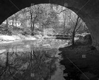 Photograph of creek by Littlefield Building (dormitory?) – Waller Creek?