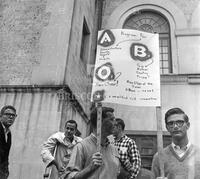 Photograph of protest singers on West Mall