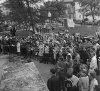Photograph of protest singers on West Mall