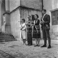 Photograph of protest singers on West Mall