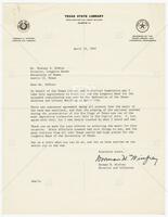 Letter from Dorman H. Winfrey, Director and Librarian, Texas State Library to Vincent R. DiNino
