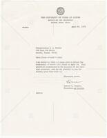 Letter from Lorene L. Rogers to Congressman J. J. Pickle, thanking him for attending the dedication of Disch-Falk Field