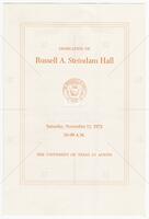 Program for the Dedication of Russell A. Steindam Hall (former ROTC building)