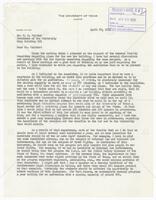 Letter from Dean Page Keeton, Dean of Law School, to Theophilus S. Painter, UT President