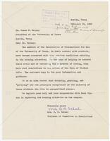 Letter concerning the Association of Housemothers for Men of UT