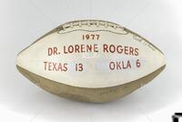 Football signed for UT President Dr. Lorene Rogers by 1977 Longhorns