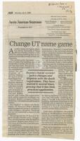 Article: "Change UT name game"