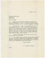 Reply letter from H. Y. Benedict to Mrs. Ruby Terrill Lomax