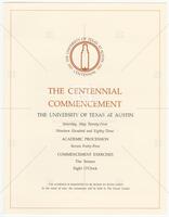 Program Book for UT Centennial Commencement