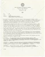Memo regarding research done on Judge Thomas Moore Harwood, a member of the University's first Board of Regents
