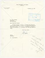 Letter from UT President J. R. Smiley to Dr. Harry Ransom regarding Kinsolving Dormitory incident
