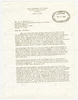 Letter from Douglass J. Wilde to A. G. McNeese, Jr., UT Board of Regents