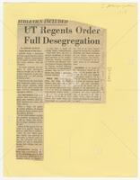 Dallas Times Herald article: "UT Regents Order Full Desegregation"