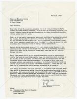 Letter from Chancellor Harry Ransom to UT Board of Regents Chairman Thornton Hardie