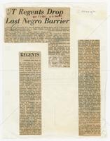 Clipping from San Antonio Express: "UT Regents Drop Last Negro Barrier"