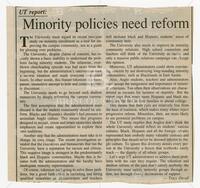 Article from unknown source: "UT report: Minority policies need reform"