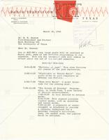 Letter from Student Station Manager to Dr. H. H. Ransom with attached KUT-FM Program Schedule