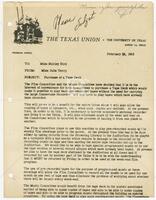 Memo/letter regarding the purchase of a tape deck for the Texas Union