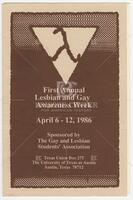 Brochure for First Annual Lesbian and Gay Awareness Week