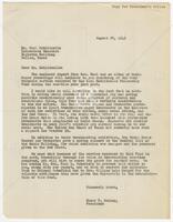 Letter from President Rainey regarding the Karl Hoblitzelle Fellowship Fund