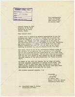 Letter to Colonel George E. Hurt, Director of the Band, thanking him for bringing the Band to Dallas