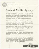 Flier announcing the newly formed Student Media Agency