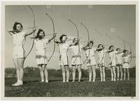 Photograph of archery class at The University of Texas, undated