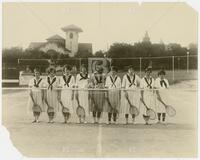 Photograph of women's racket club and tennis team, Women's Athletic Association