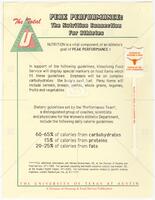 Peak Performance: The Nutrition Connection for Athletes Info Sheet, "Choice of the Lady Longhorns"