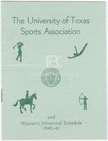 Cover of program for The University of Texas Sports Association and Women's Intramural Schedule