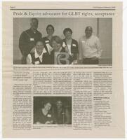 Clipping from OurCampus: "Pride & Equity advocates for GLBT rights, acceptance"