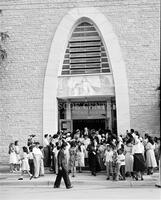 In front of a Catholic Church