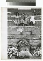 Photograph of children in Nepal standing on stairs, 1961