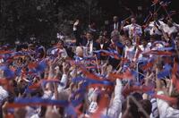 Photograph of Al Gore and Bill Clinton at a campaign event, August 27, 1992