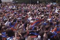 Photograph of a crowd at a campaign event for Bill Clinton, August 27, 1992