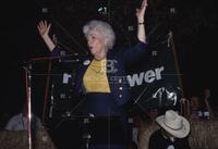 Photograph of Ann Richards speaking at a campaign event for Jim Hightower, 1990