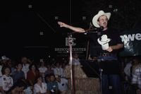 Photograph of Jim Hightower speaking at a campaign event, 1990