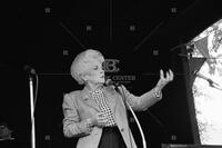 Photograph of Ann Richards speaking at Scholz Garten, July 2, 1992