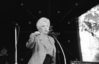 Photograph of Ann Richards speaking at Scholz Garten, July 2, 1992