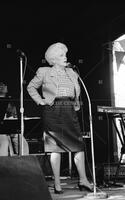 Photograph of Ann Richards speaking at Scholz Garten, July 2, 1992