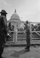 Photograph of members of Vietnam Veterans Against the War gathering to protest the Vietnam War,  April 23, 1971