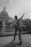 Photograph of members of Vietnam Veterans Against the War gathering to protest the Vietnam War,  April 23, 1971