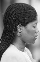 Photograph of a woman during a protest, 1987