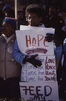 Rev. Jesse Jackson leads Washington Rainbow Coalition rally; for Time; January 19, 1985