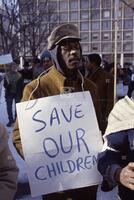Rev. Jesse Jackson leads Washington Rainbow Coalition rally; for Time; January 19, 1985
