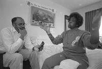 Photograph of Leon Dash interviewing Rosa Lee Cunningham