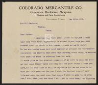 Letter from "Will" to "Mrs. W.M. Rayburn", December 1909