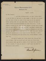 Letter from Sam Rayburn to His Brother-in-Law, August 1916