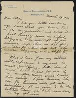 Letter from Sam Rayburn to His Sister, Katie, March 1920